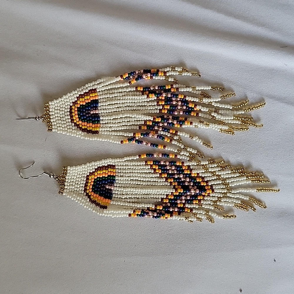 Pre-loved Rainbow Seed bead earrings